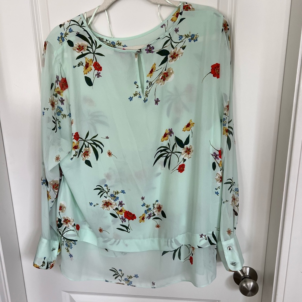 Vince Camuto Mint Floral Blouse